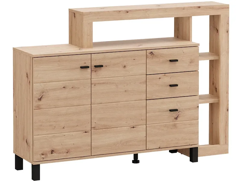 Kommode SARK 2 Türen 3 Schubladen 35x144.5x100.5cm artisan eiche melamin