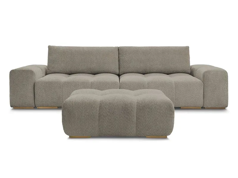 3er Sofa mit Hocker BOBOCHIC ANAKIN Boucle-Stoff taupe