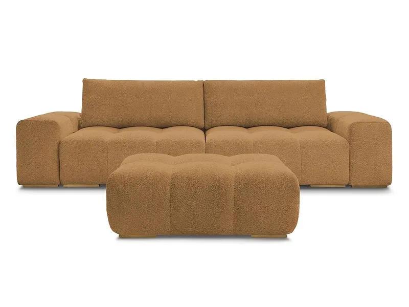 3er Sofa mit Hocker BOBOCHIC ANAKIN Boucle-Stoff gelb