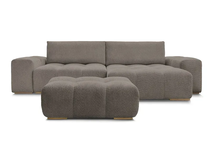 Ecksofa mit Hocker BOBOCHIC ANAKIN Boucle-Stoff rotbraun