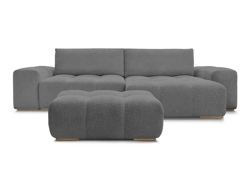 Ecksofa mit Hocker BOBOCHIC ANAKIN Boucle-Stoff dunkelgrau