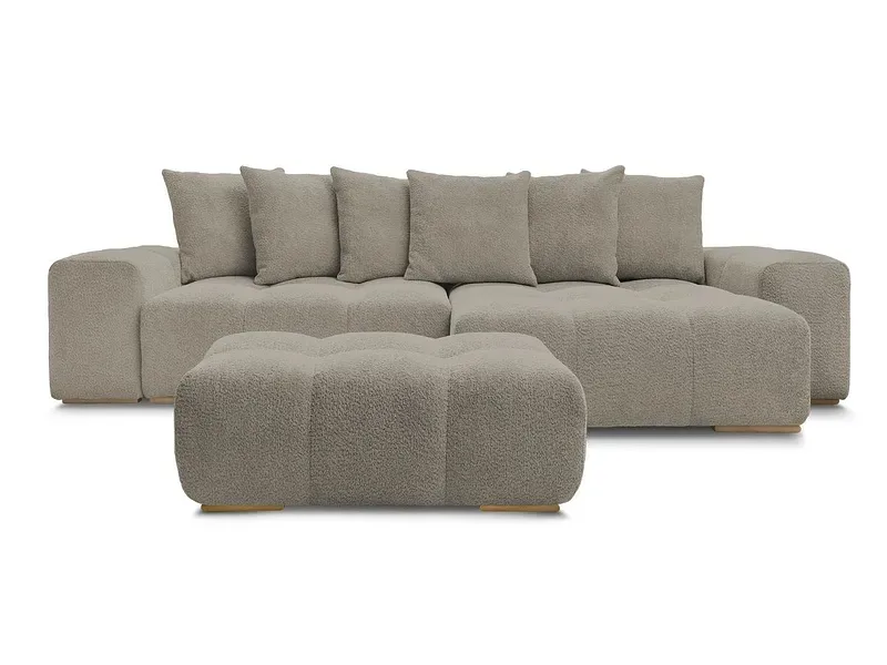 Ecksofa mit Hocker BOBOCHIC ANAKIN Boucle-Stoff taupe