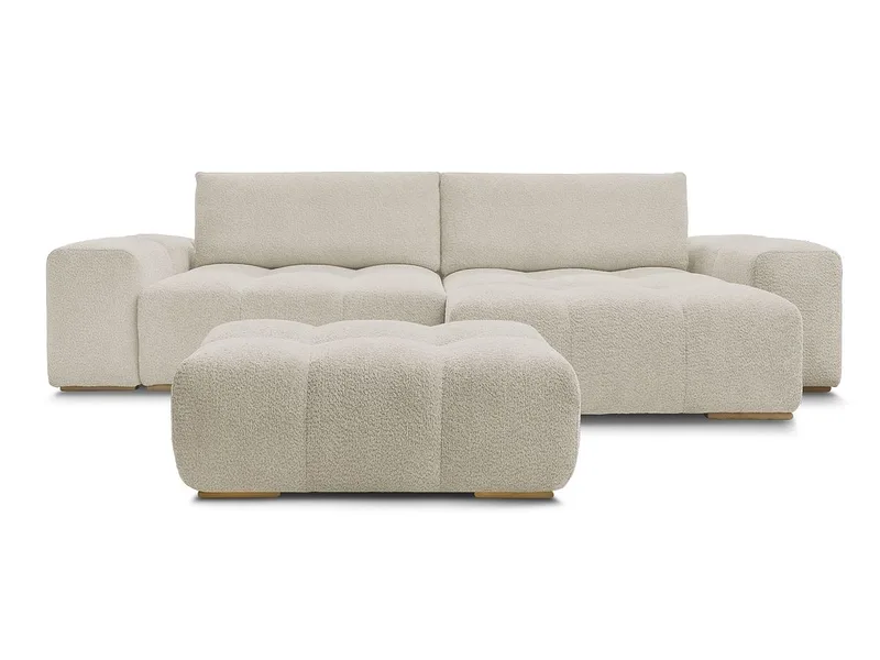 Ecksofa mit Hocker BOBOCHIC ANAKIN Boucle-Stoff beige