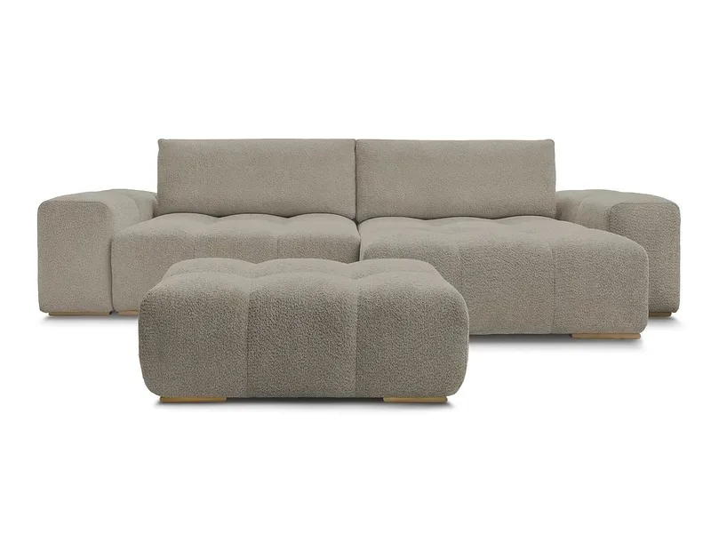 Ecksofa mit Hocker BOBOCHIC ANAKIN Boucle-Stoff taupe