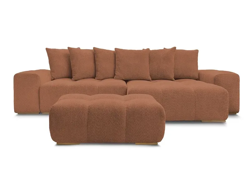 Ecksofa mit Hocker BOBOCHIC ANAKIN Boucle-Stoff orange