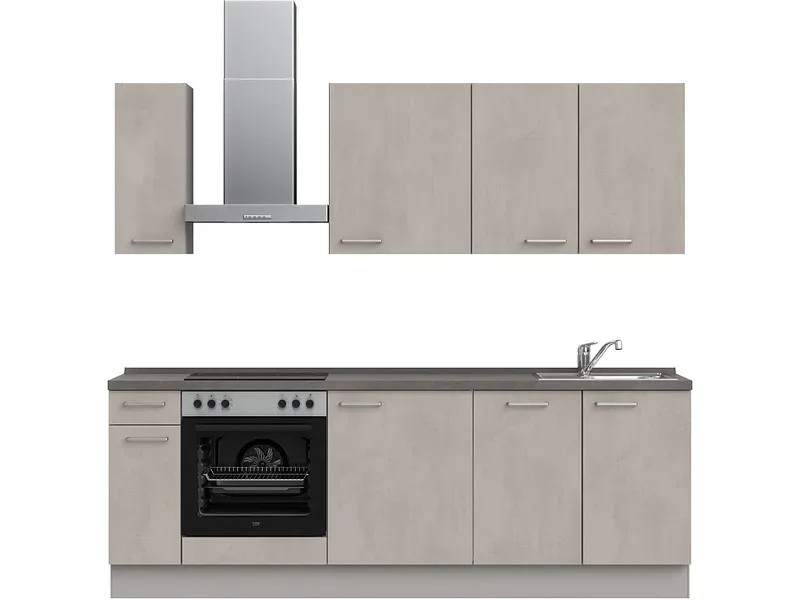 Komplette Küche MODUSET RIVA CLASSIC Beton Grau 60x240cm