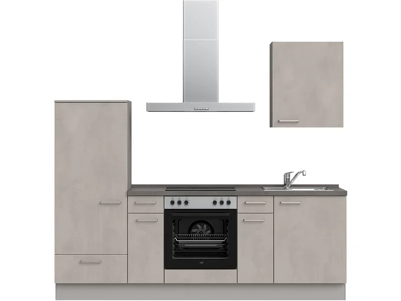 Komplette Küche mit Elektrogeräten MODUSET RIVA CLASSIC Beton Grau 60x240cm