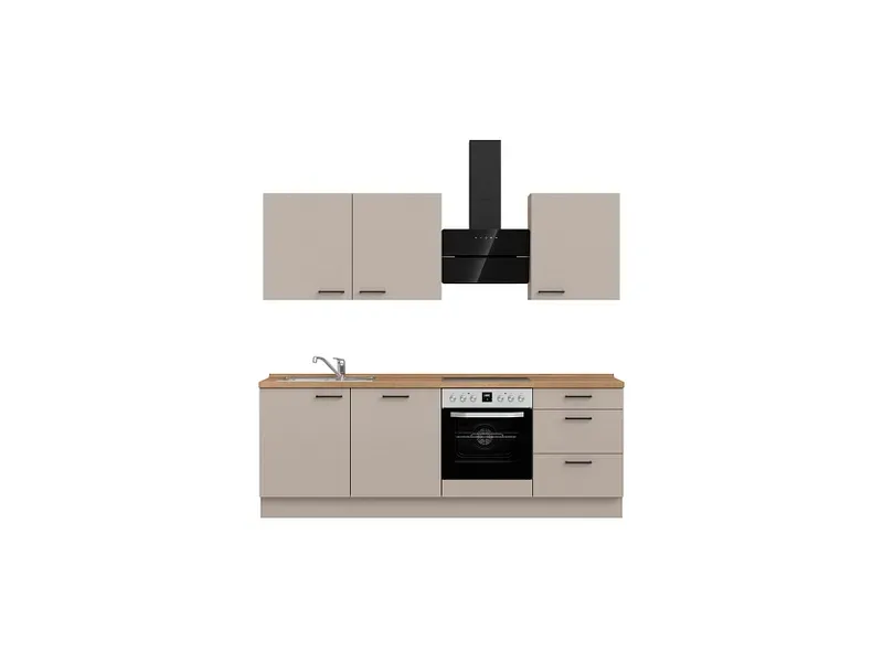 Komplette Küche mit Elektrogeräten MODUSET EASYTOUCH PREMIUM Sand ultramatt 60x240cm