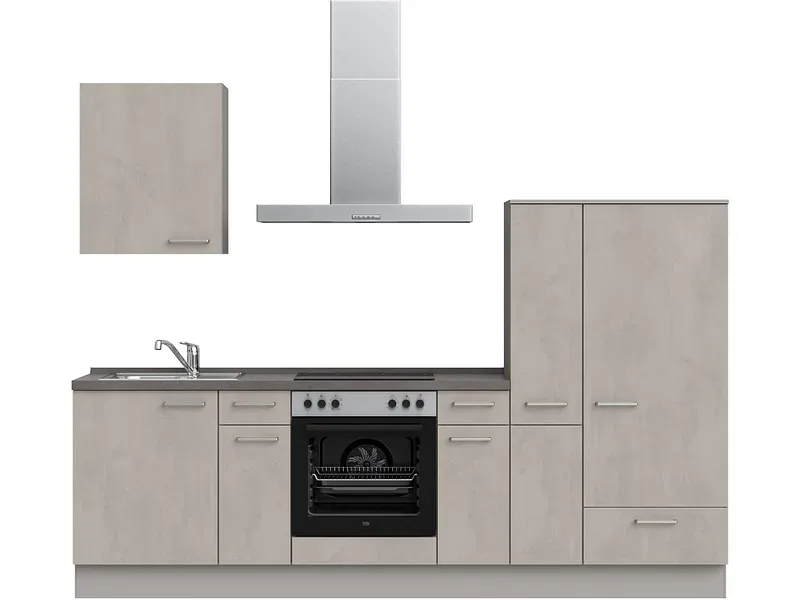 Komplette Küche MODUSET RIVA CLASSIC Beton Grau 60x270cm