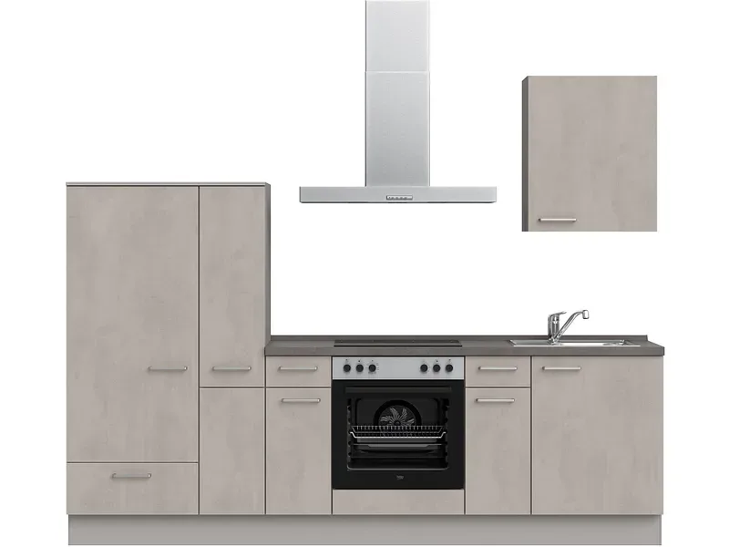 Komplette Küche MODUSET RIVA CLASSIC Beton Grau 60x270cm