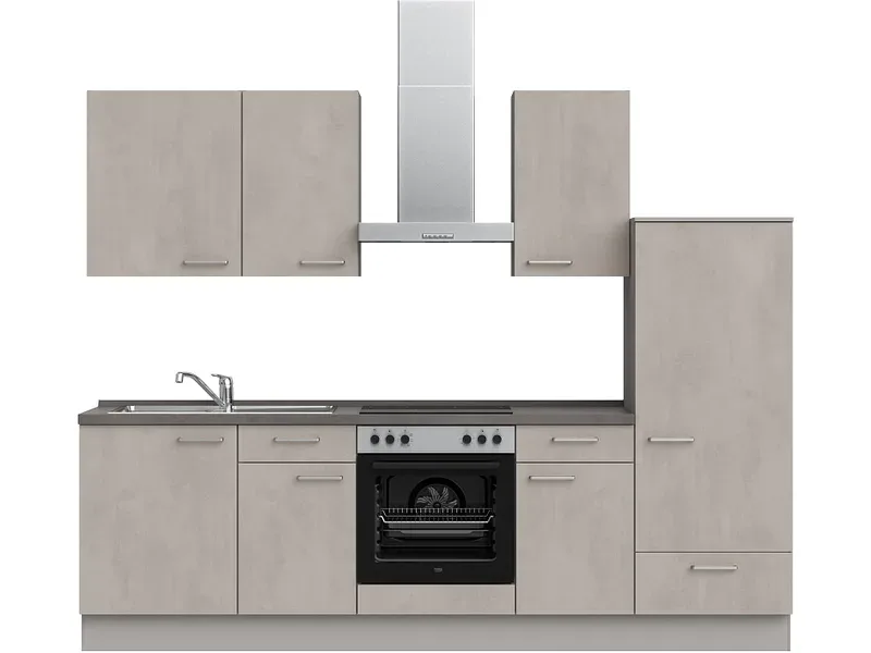 Komplette Küche mit Elektrogeräten MODUSET RIVA CLASSIC Beton Grau 60x270cm