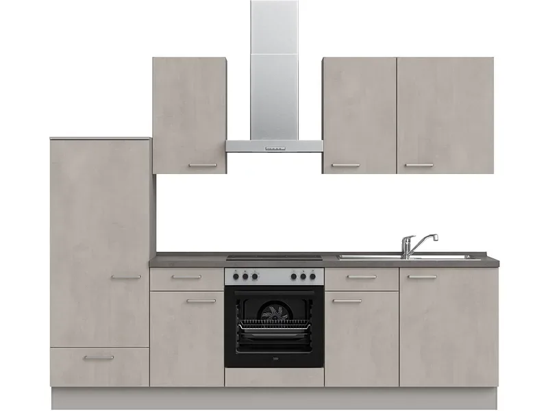 Komplette Küche mit Elektrogeräten MODUSET RIVA CLASSIC Beton Grau 60x270cm