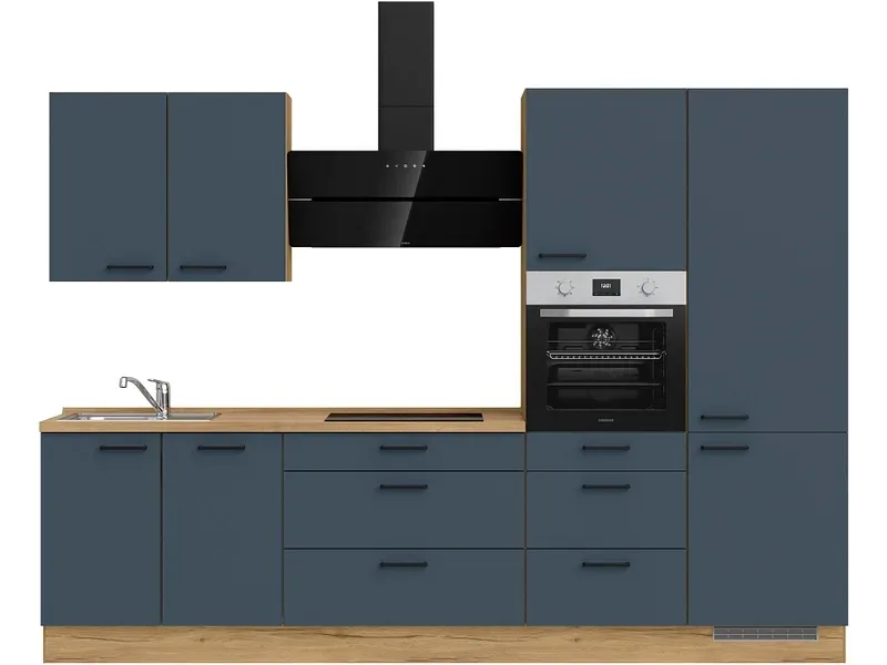 Komplette Küche MODUSET EASYTOUCH PREMIUM Fjordblau 60x300cm