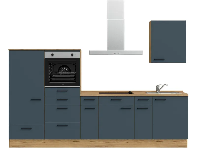 Komplette Küche MODUSET EASYTOUCH CLASSIC Fjordblau 60x300cm