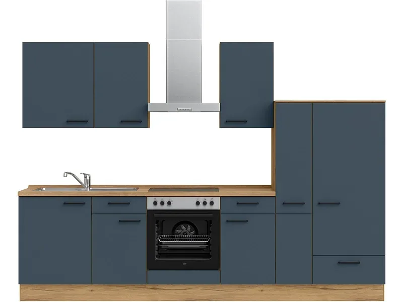 Komplette Küche MODUSET EASYTOUCH CLASSIC Fjordblau 60x300cm