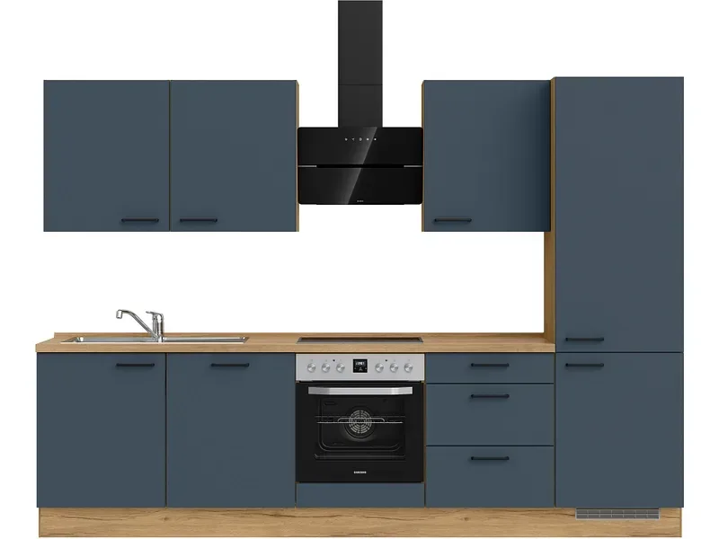 Komplette Küche MODUSET EASYTOUCH PREMIUM Fjordblau 60x300cm