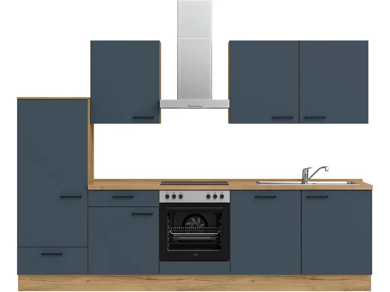 Komplette Küche MODUSET EASYTOUCH CLASSIC Fjordblau 60x300cm