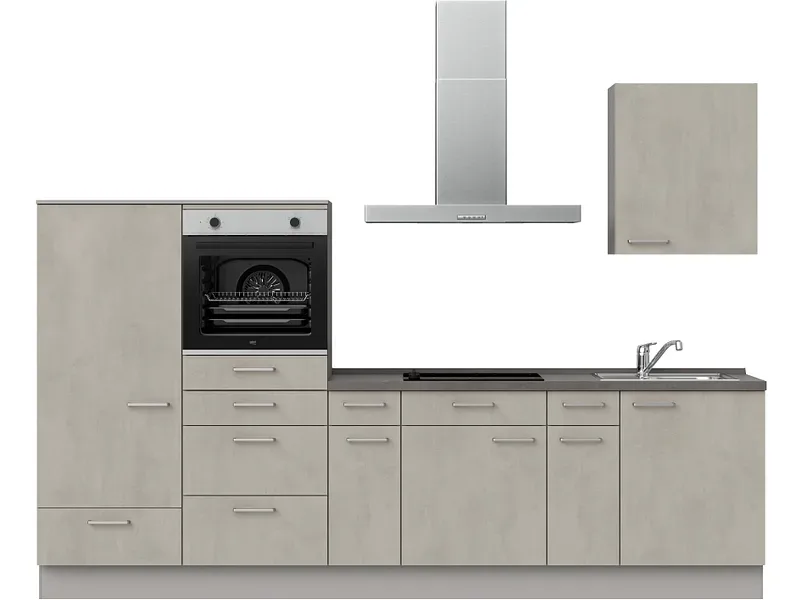 Komplette Küche MODUSET RIVA CLASSIC Beton Grau 60x300cm