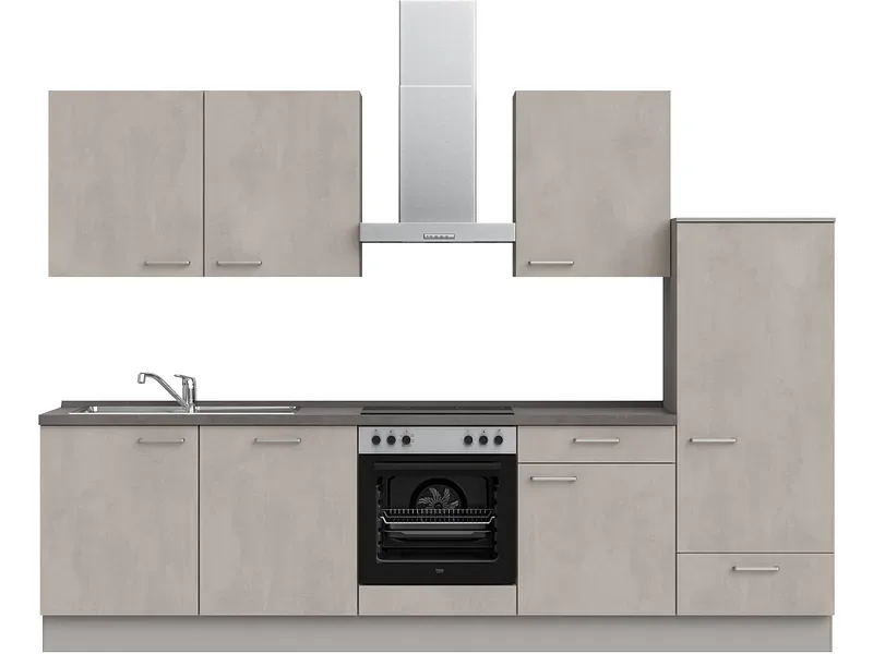 Komplette Küche MODUSET RIVA CLASSIC Beton Grau 60x300cm