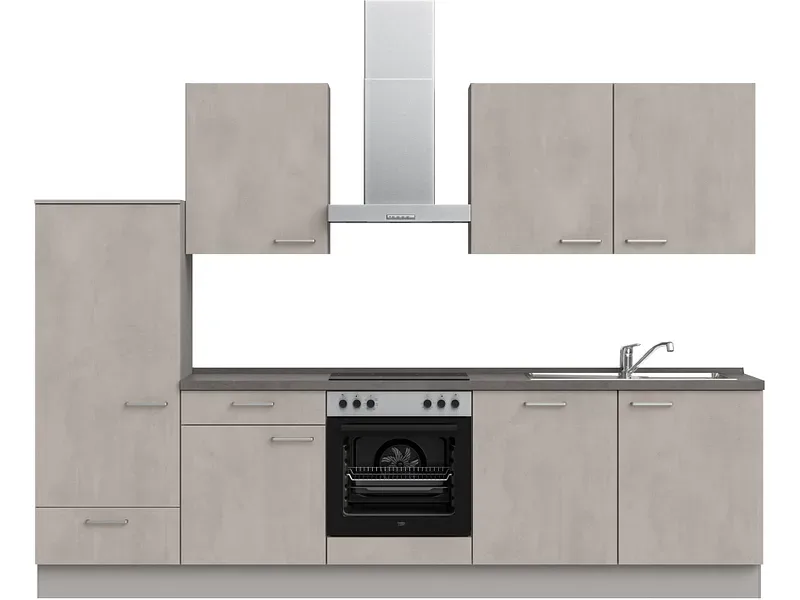 Komplette Küche MODUSET RIVA CLASSIC Beton Grau 60x300cm