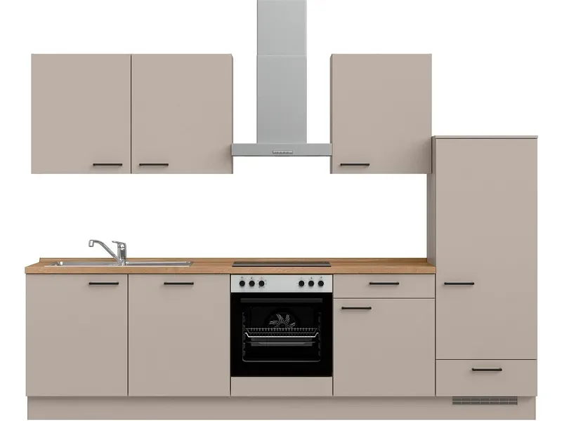 Komplette Küche mit Elektrogeräten MODUSET EASYTOUCH CLASSIC Sand ultramatt 60x300cm