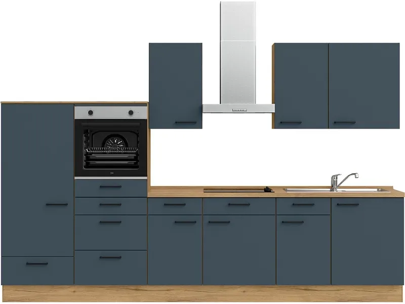 Komplette Küche MODUSET EASYTOUCH CLASSIC Fjordblau 60x330cm