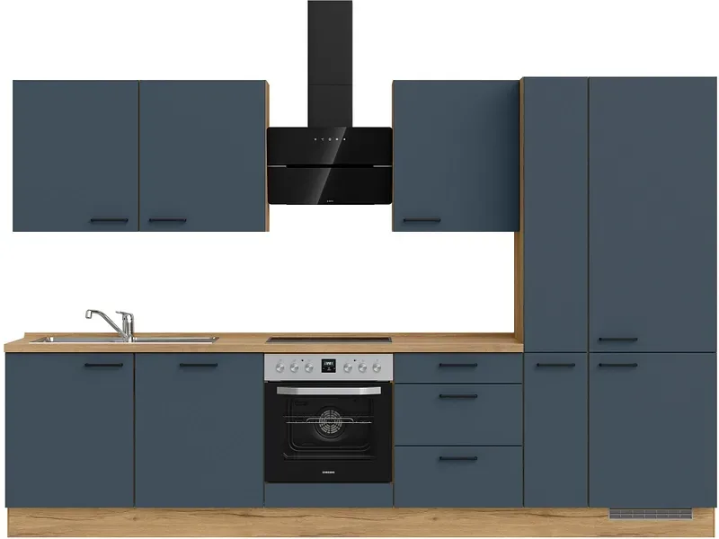 Komplette Küche MODUSET EASYTOUCH PREMIUM Fjordblau 60x330cm