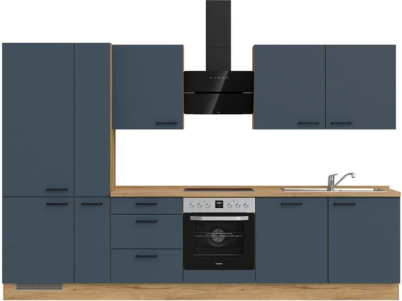 Komplette Küche MODUSET EASYTOUCH PREMIUM Fjordblau 60x330cm