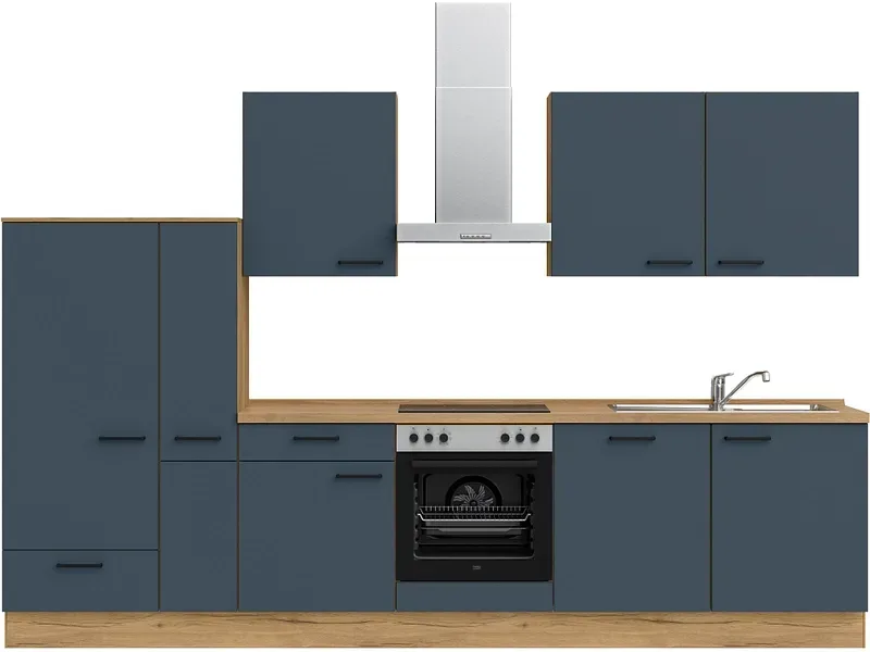 Komplette Küche MODUSET EASYTOUCH CLASSIC Fjordblau 60x330cm