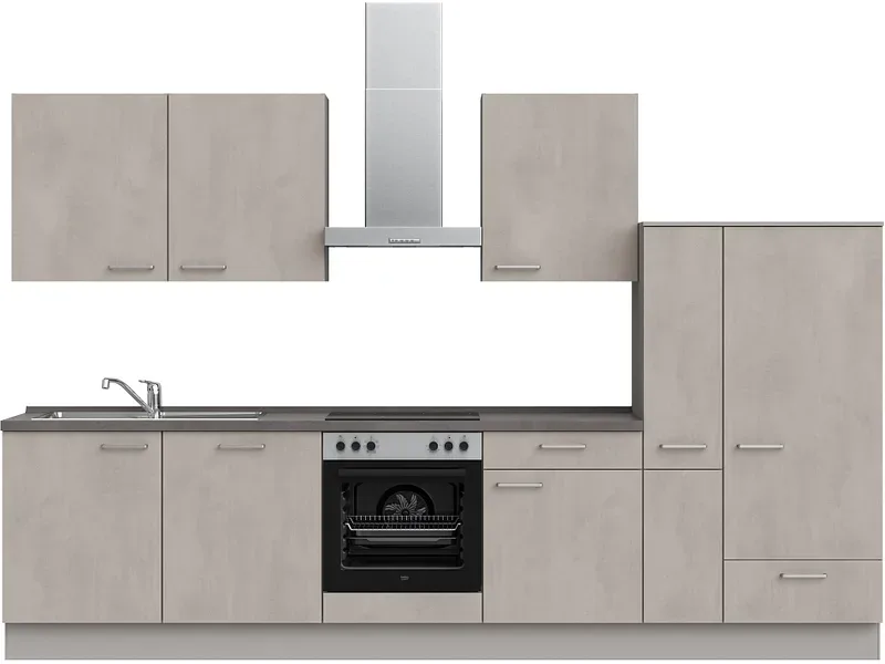 Komplette Küche MODUSET RIVA CLASSIC Beton Grau 60x330cm