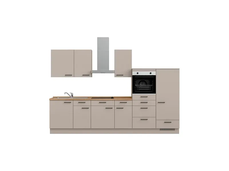 Komplette Küche mit Elektrogeräten MODUSET EASYTOUCH CLASSIC Sand ultramatt 60x330cm
