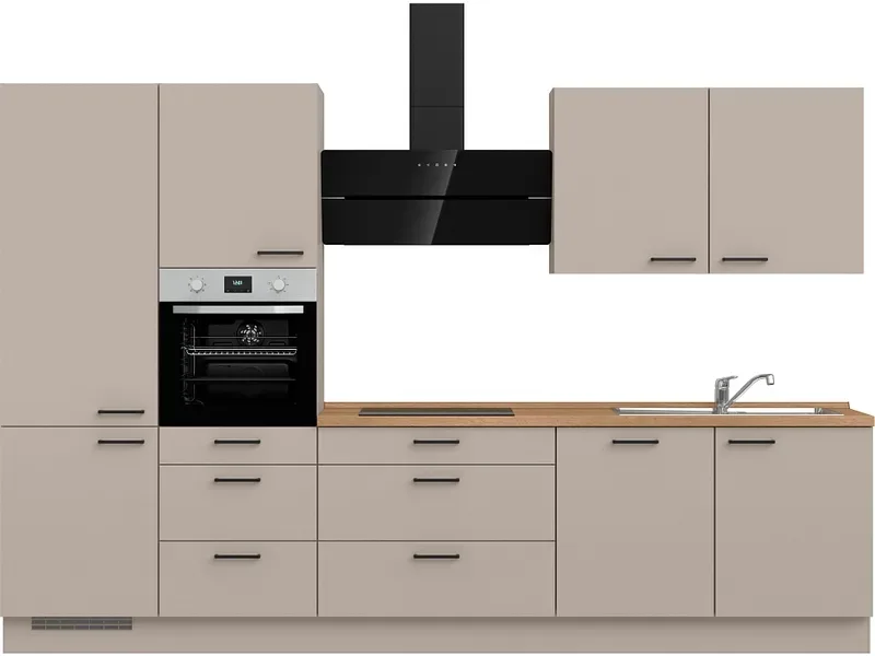 Komplette Küche mit Elektrogeräten MODUSET EASYTOUCH PREMIUM Sand ultramatt 60x330cm