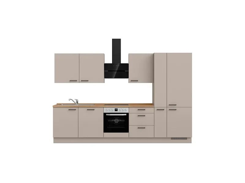 Komplette Küche mit Elektrogeräten MODUSET EASYTOUCH PREMIUM Sand ultramatt 60x330cm