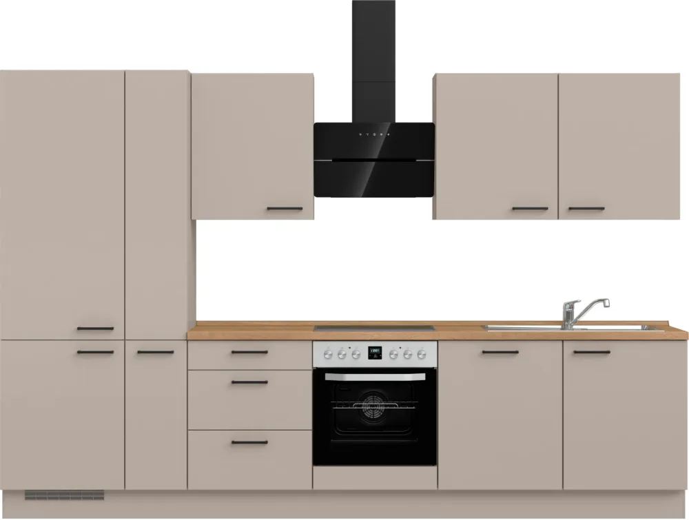 Komplette Küche mit Elektrogeräten MODUSET EASYTOUCH PREMIUM Sand ultramatt 60x330cm