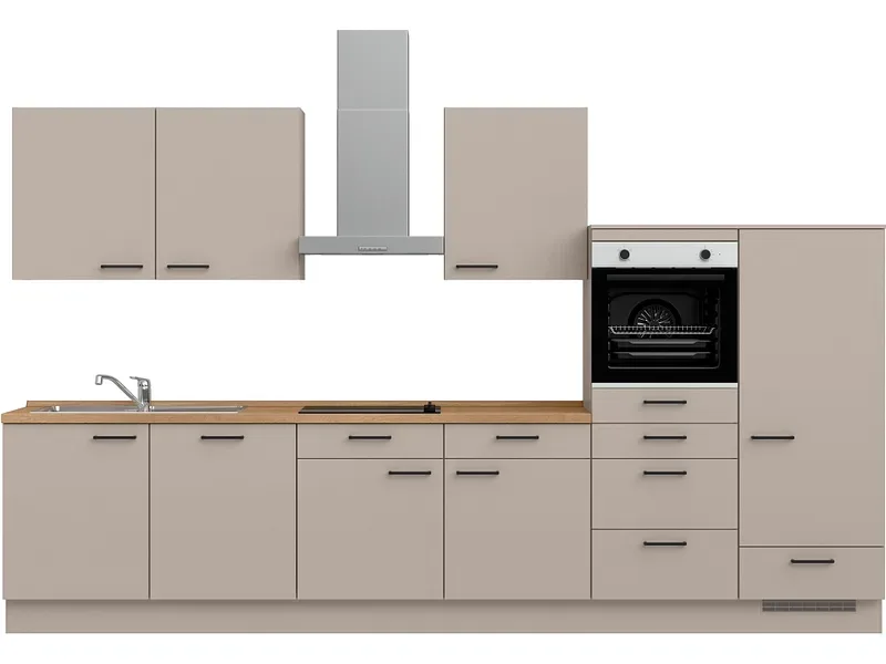 Komplette Küche mit Elektrogeräten MODUSET EASYTOUCH CLASSIC Sand ultramatt 60x360cm