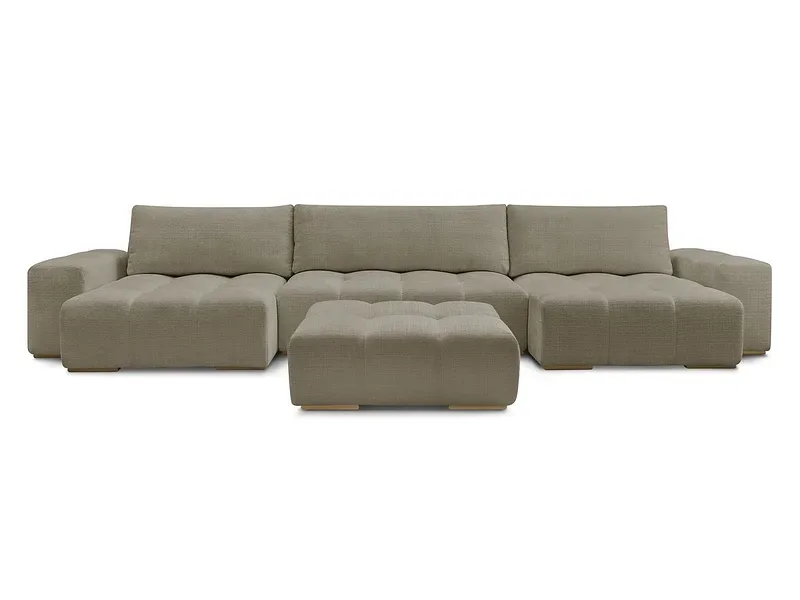 Panorama-Ecksofa mit Hocker BOBOCHIC ANAKIN Stoff mit Textur taupe