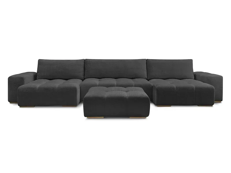 Panorama-Ecksofa mit Hocker BOBOCHIC ANAKIN Stoff mit Textur schwarz