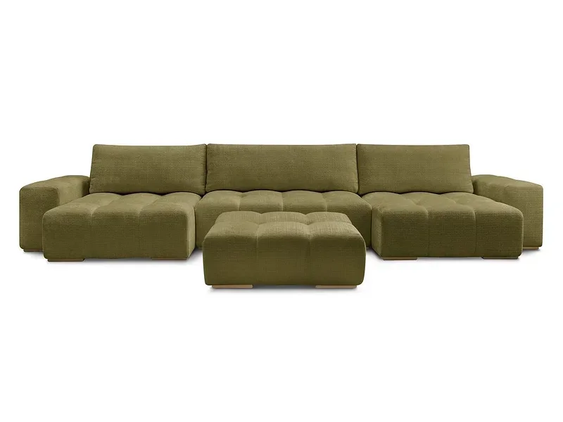 Panorama-Ecksofa mit Hocker BOBOCHIC ANAKIN Stoff mit Textur grün