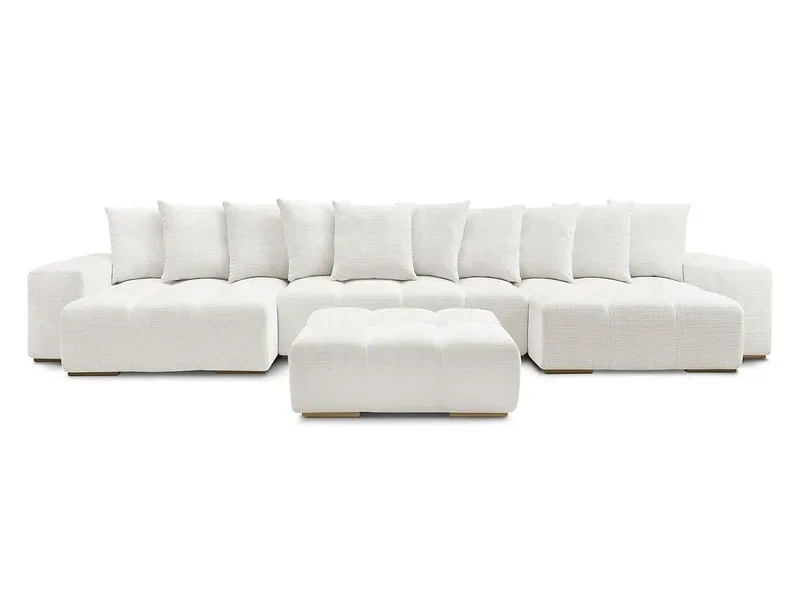 Panorama-Ecksofa mit Hocker BOBOCHIC ANAKIN Stoff mit Textur weiss