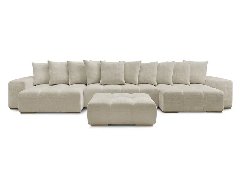 Panorama-Ecksofa mit Hocker BOBOCHIC ANAKIN Stoff mit Textur beige