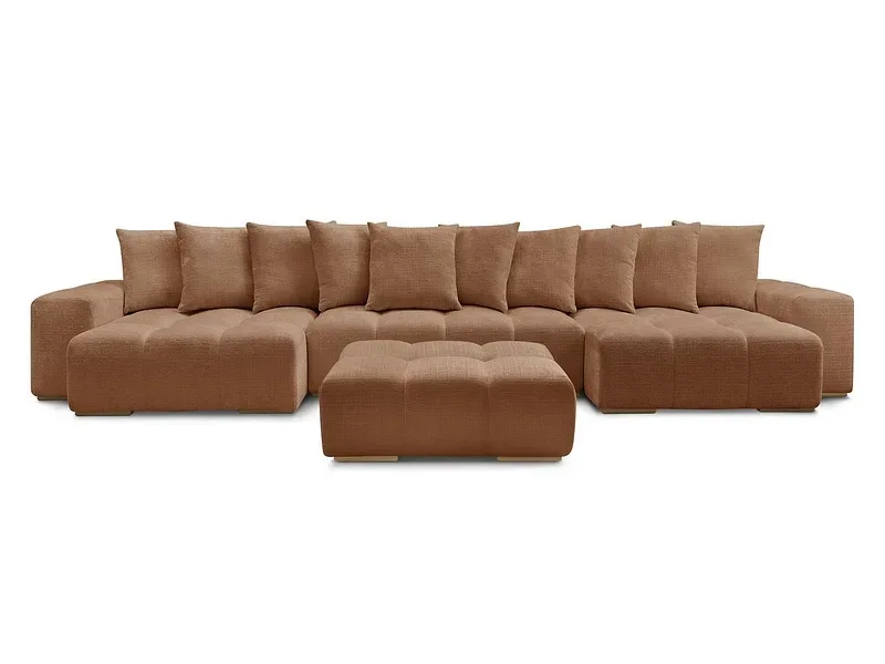Panorama-Ecksofa mit Hocker BOBOCHIC ANAKIN Stoff mit Textur orange