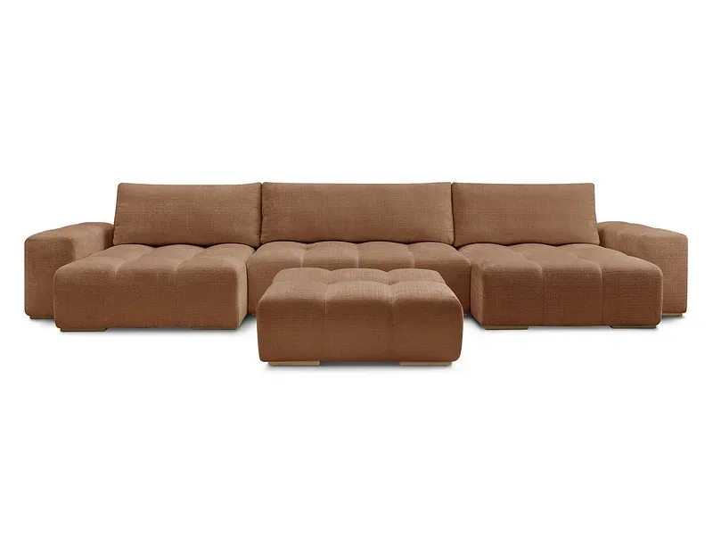 Panorama-Ecksofa mit Hocker BOBOCHIC ANAKIN Stoff mit Textur orange