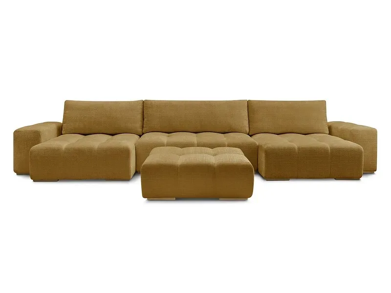 Panorama-Ecksofa mit Hocker BOBOCHIC ANAKIN Stoff mit Textur gelb