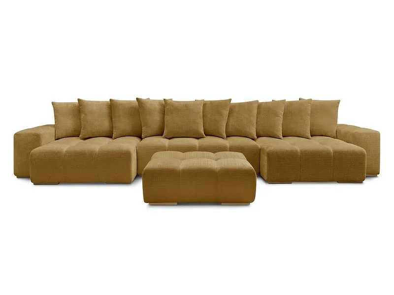 Panorama-Ecksofa mit Hocker BOBOCHIC ANAKIN Stoff mit Textur gelb
