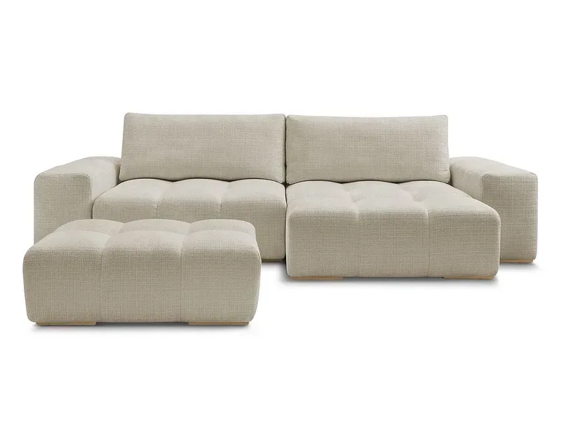 Ecksofa mit Hocker BOBOCHIC ANAKIN Stoff mit Textur beige