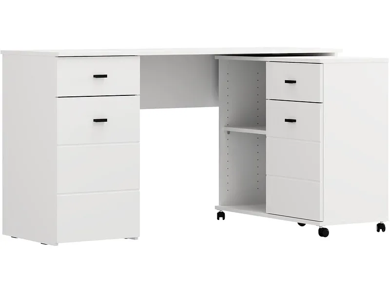 Drehbarer Eckschreibtisch CARDANO 139.5x50.2x76.7cm weiss