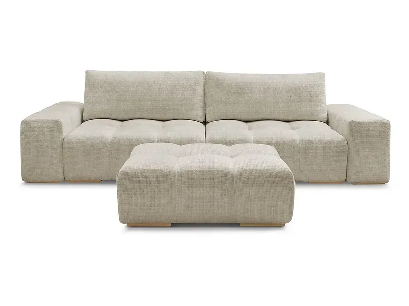 3er Sofa mit Hocker BOBOCHIC ANAKIN Stoff mit Textur beige