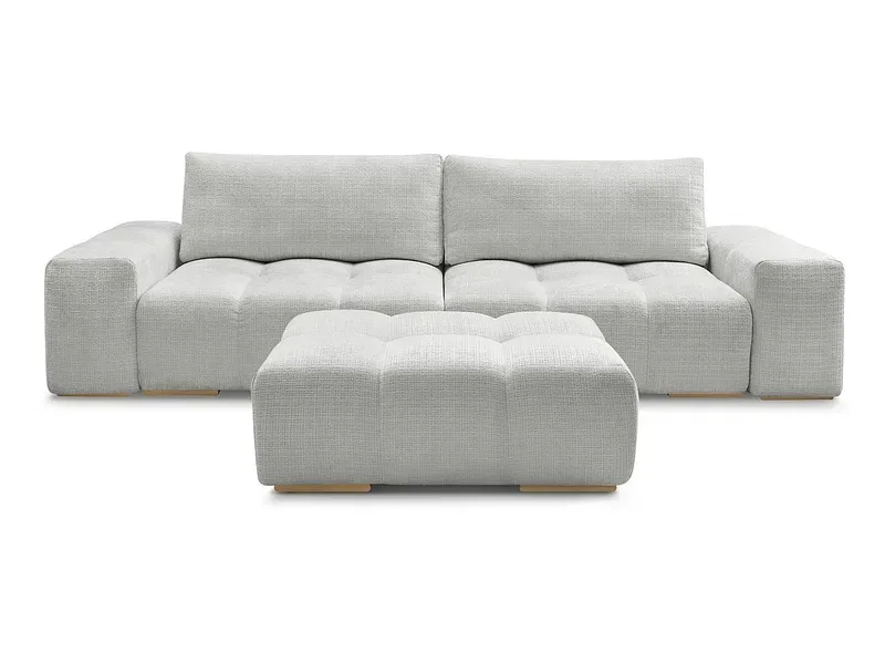 3er Sofa mit Hocker BOBOCHIC ANAKIN Stoff mit Textur hellgrau