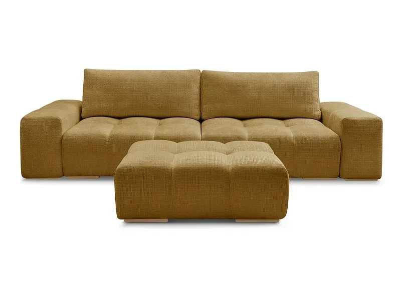 3er Sofa mit Hocker BOBOCHIC ANAKIN Stoff mit Textur gelb