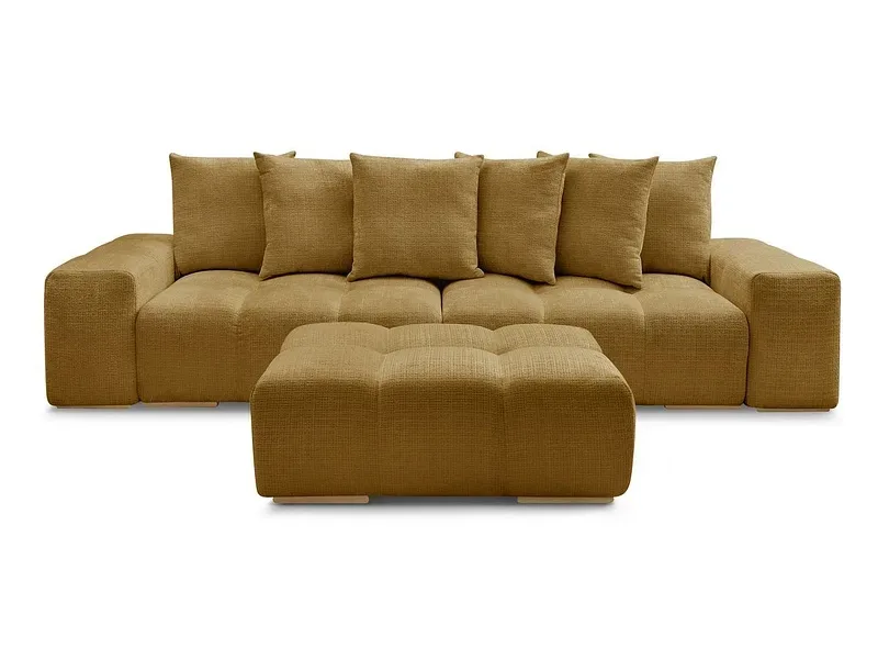 3er Sofa mit Hocker BOBOCHIC ANAKIN Stoff mit Textur gelb